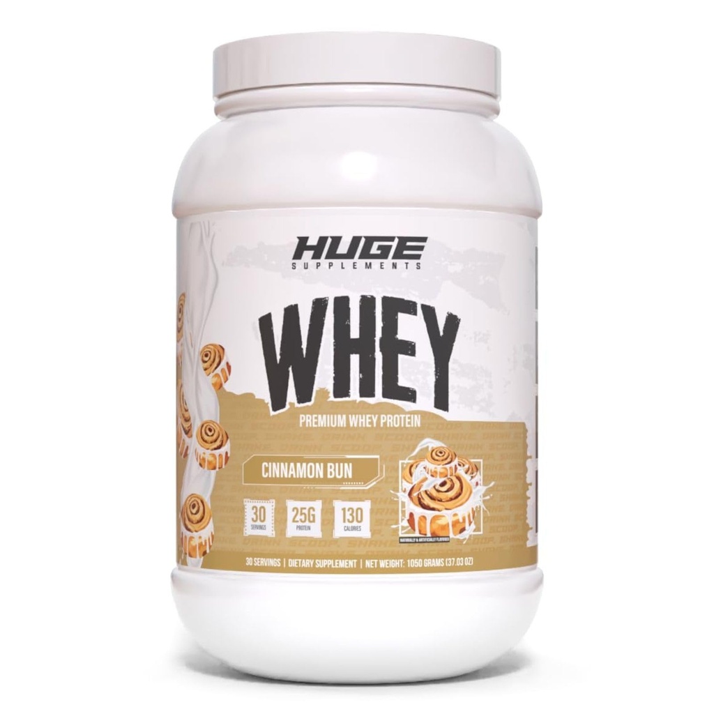 Büyük Whey, Kas Kazanması için Protein Tozu, 25g Protein, 12g EAAs, Destekler Kas Büyüme, Performans ve Kurtarma (Cinnamon Bun, 30 Hizmet)