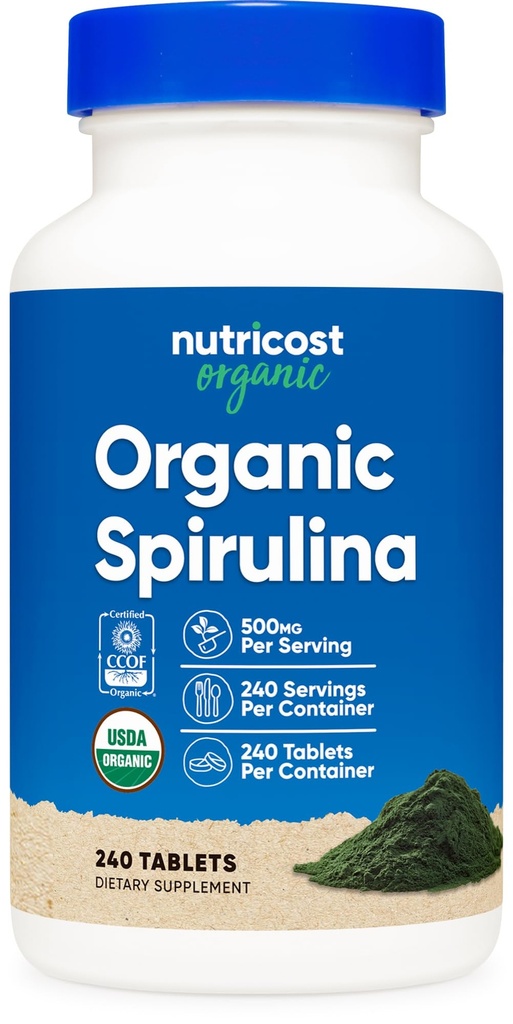 Nutricost Organik Spirulina 500 mg, 240 Tablet - Gluten Free, Non-GMO