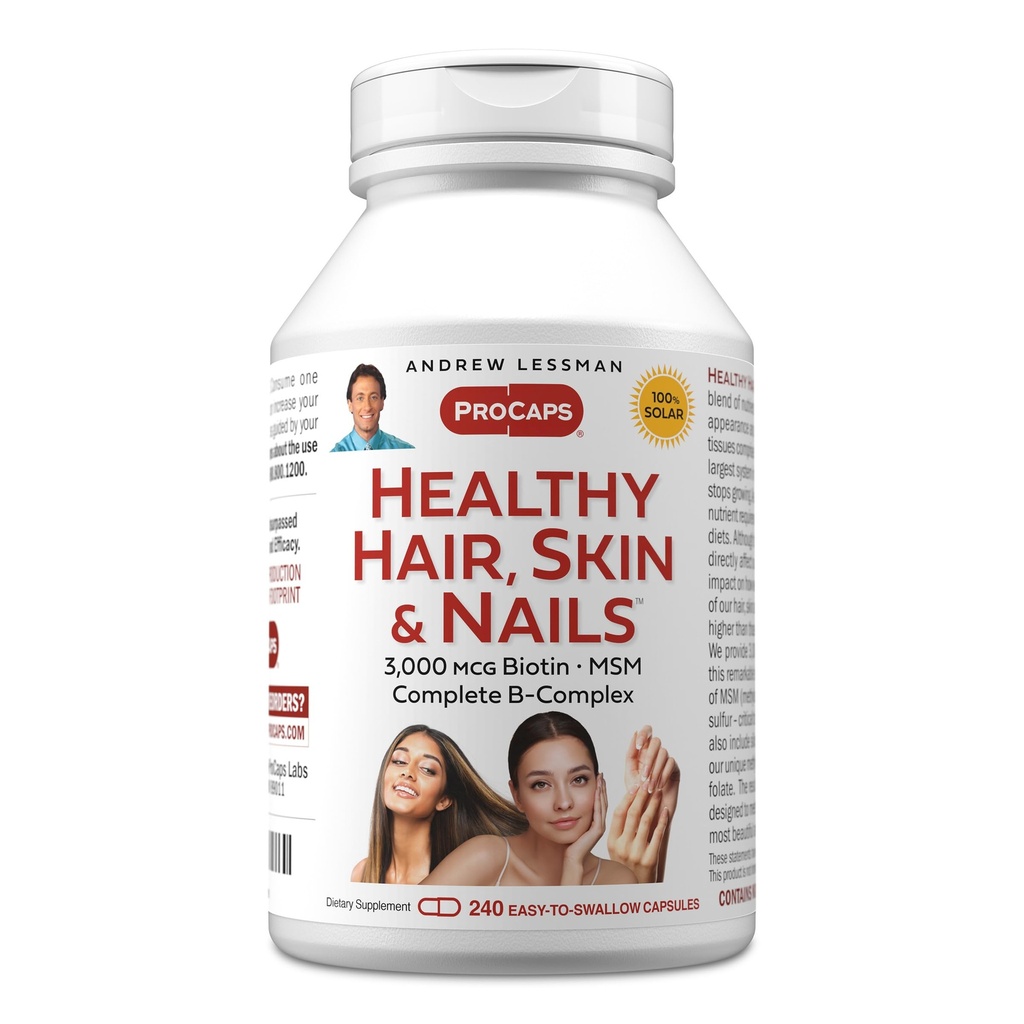ANDREW LESSMAN Sağlıklı Saç, Skin ve Nails 240 Capsules - 5000 mcg High Bioactivity Biotin, B-Complex. Güzel Cilt, Güçlü Çiçeği teşvik eder. Adds Saç Büyüme Vitaminleri Biotin Supplement
