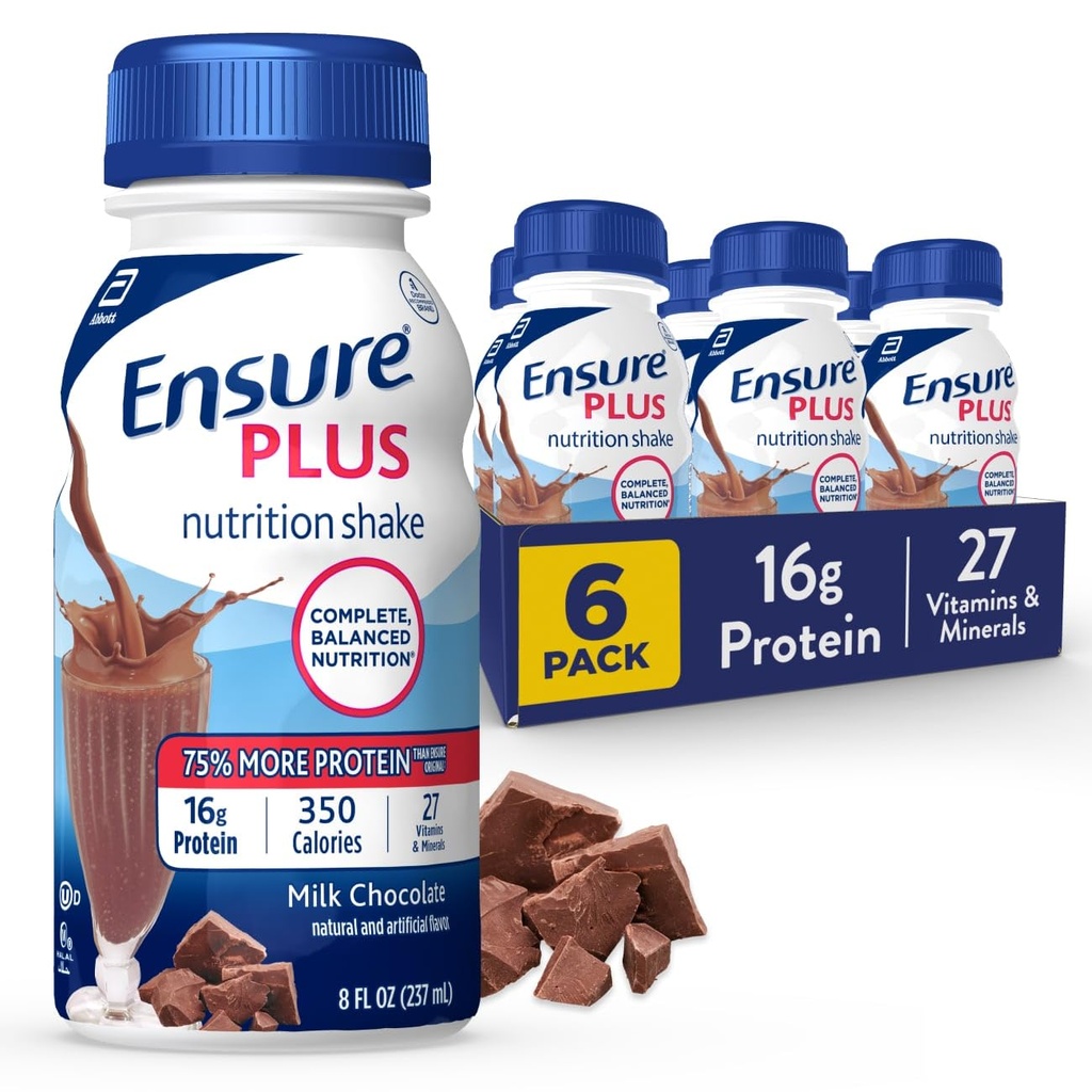 Artı Süt Çikolata Beslenme Shake | Meal Change Shake | içmeye Hazır | 16g protein ve 27 Vitamin ve Mineraller | 8 fl oz - 6 Pack