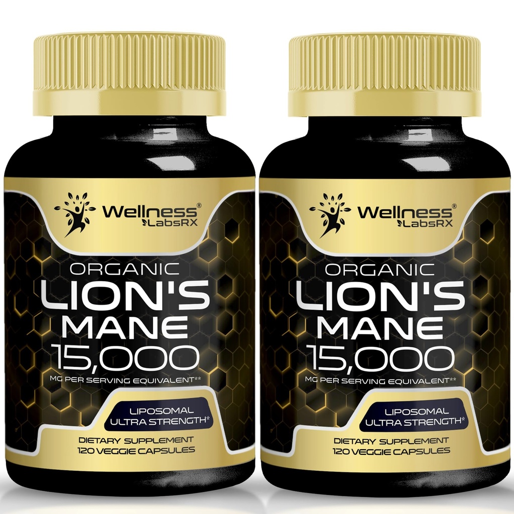 Lions Mane Supplement Capsules - 120 Kont - Mushroom Supplement, Beyin Supplements for Memory and Focus, Lion's Mane Mushroom Capsules - Cognitive & Immune Support, Focus Supplement - 2 Pack