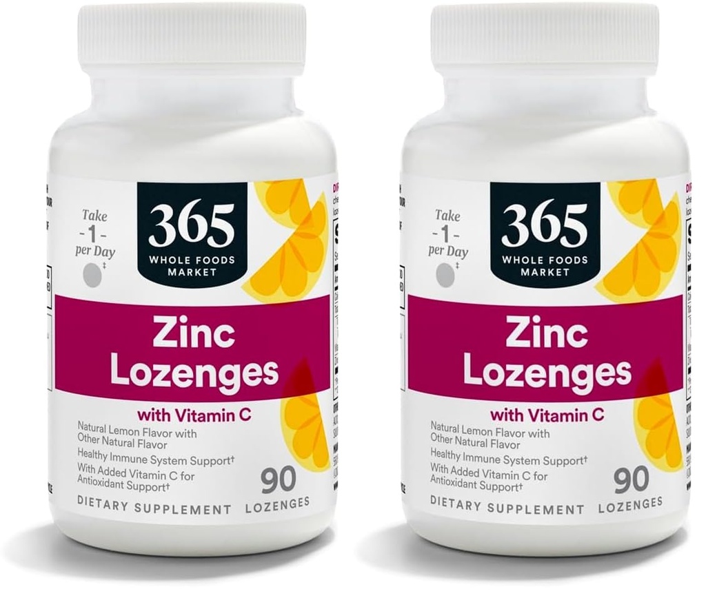 365 by Whole Foods Market, LOunceenges Zinc Vitamin C, 90 Count (Pack of 2)