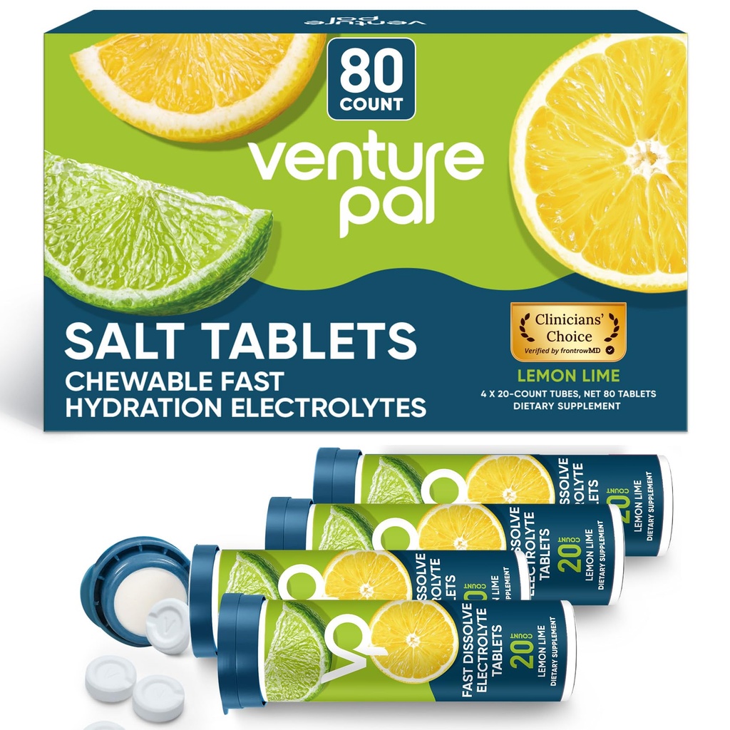 Girişim Pal Chewable Electrolyte Tabletleri, 80 Kont Hızlı-Dissolve Sugar-Free Stick Salt Tabletler - Hızlı Hydration, Açık Koşu, Yürüyüş, Spor | Keto & Vegan Dostu | 4 Pack