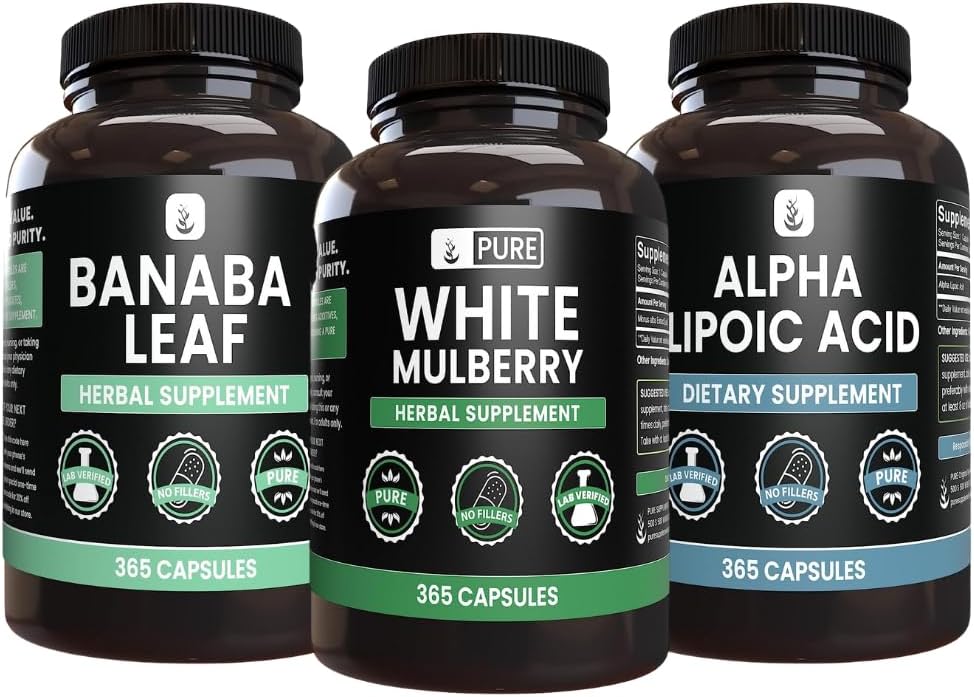 PURE ORIGINAL INGREDIENTS White Mulberry, Alpha Lipoic Acid, Banaba Capsule Bundle (365 Capsules), Pure & Undiluted, Lab Verified