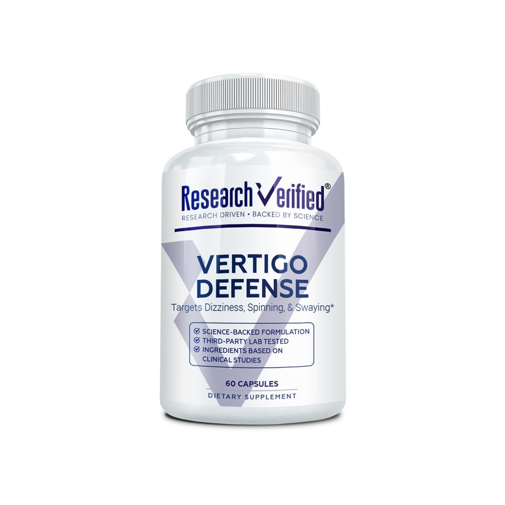 Araştırma Doğrulanmış Vertigo Savunması - Soothe Belirtileri ve İç Kulak Dengesini Destek - D3, Ginger, Ginkgo Biloba, BioPerine - 60 Capsules