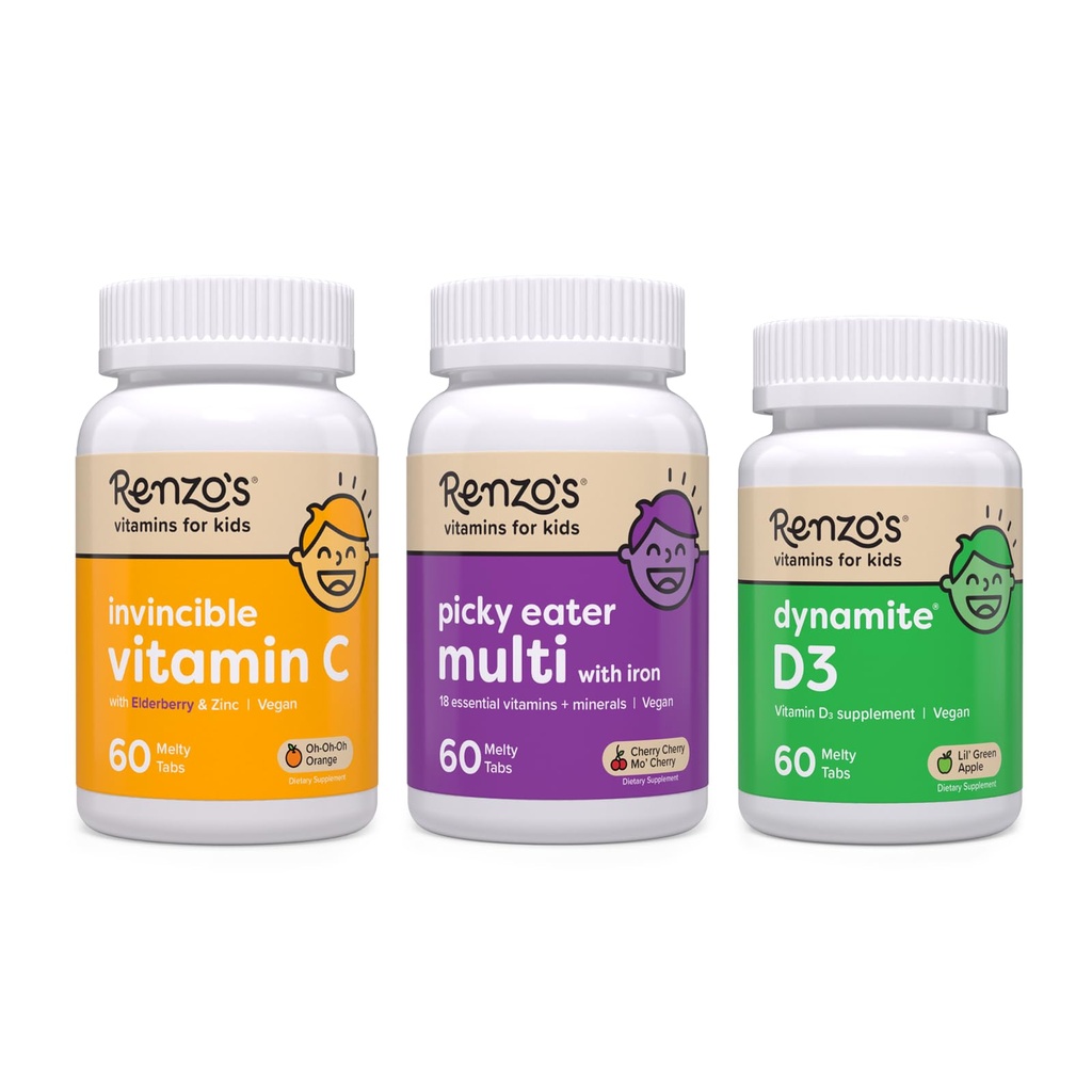 Renzo'nun Vitaminleri Immunity Builder Sche - Immune Support için Yaşlı ve çinko ile C vitamini, Picky Eater Kids Multivitamin ve D3 Vitaminleri