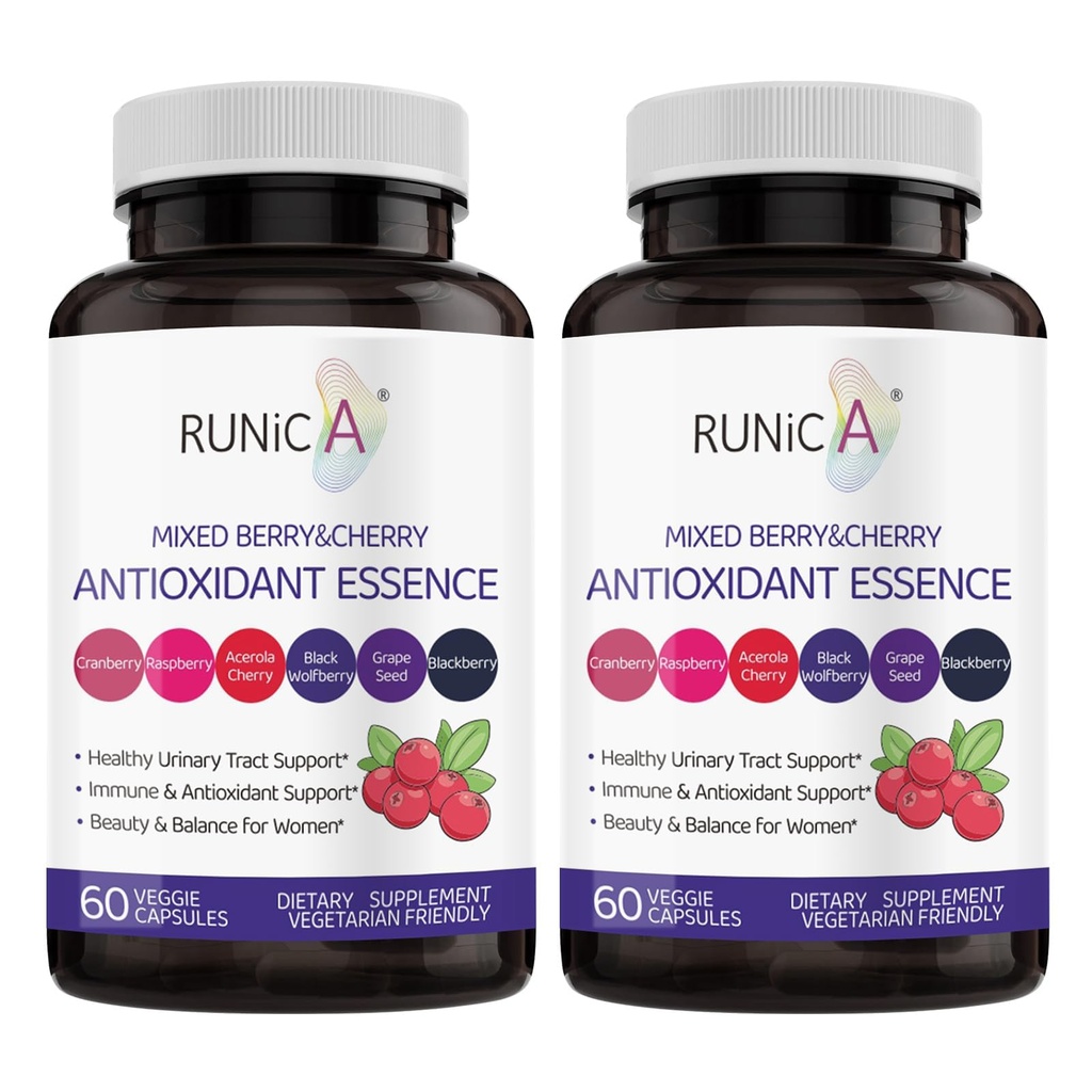 Kadınlar için Super Antioksi Supplement - Skin, Sağlıklı Ağlama, Immune & Urinary Tract Support with Cranberry, Grape Seed & Berry Mix | Beslenme Kompleksi | Vegan Capsules