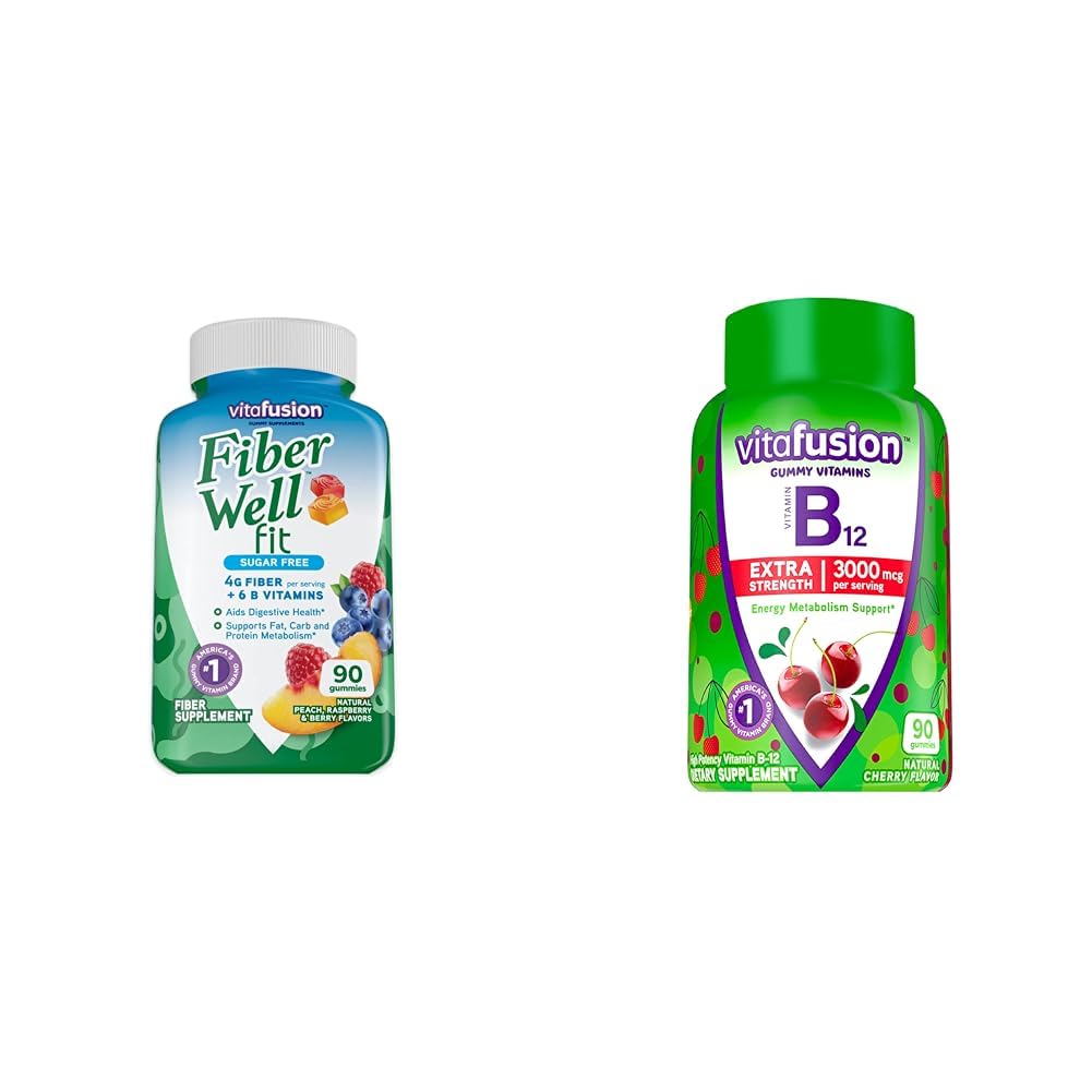 Vitafüzyon Fiber Well Fit Gummies Supplement, 90 Kont (Pazar Mayıs Vary) ve Enerji Metabolism Desteği için Ekstra Güç Vitaminleri