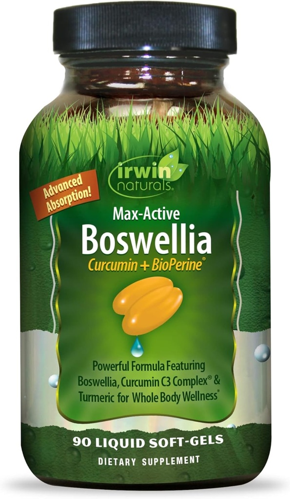 Irwin Naturals Curcumin Pro-Active - 90 Liquid Soft-Gels - Tüm Vücut Sağlığı için Curcumin C3 Kompleksi ve Boswellia - 45 Hizmetler
