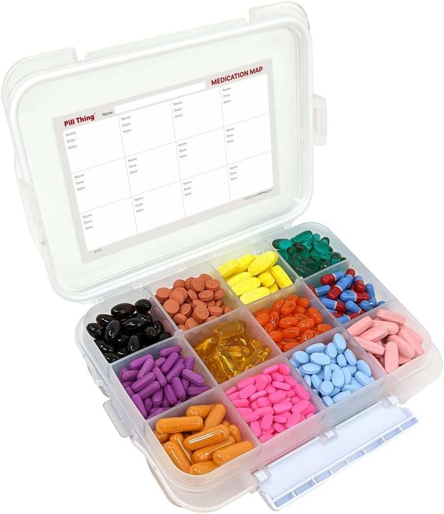 Airtight Seal ile Büyük Pill Vakasını Karşılaştırmak - Silikon Gazket Suları İlaç Map (12 Karşılaştırma, 1 Pack)