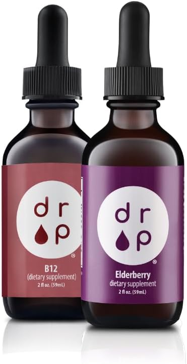 Drop Supplements Liquid Elderberry Drops ve Vitamin B12 Drops