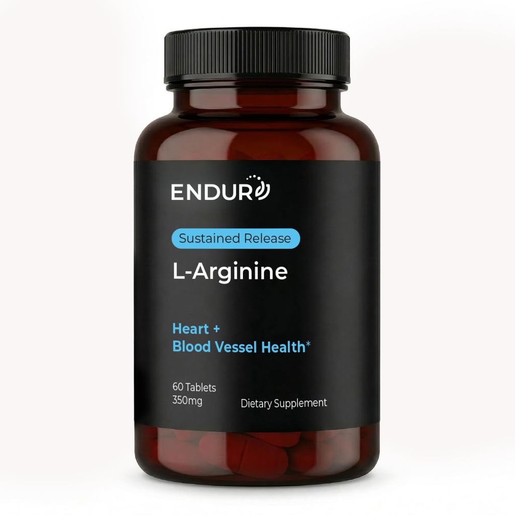 Endur L-Arginine Supplement, Sağlıklı Kan Akışı ve Kalp Fonksiyonları, Egzersiz Performansı ve Immune Health, Gluten Free, 350 mg (60 Tablet) Destekleyin