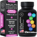 Multi Collagen Burn for Women & Men - 1,000mg Type I, II, III, V, X Hydrolyzed Collagen Peptides, Hyaluronic Acid, Vitamin C - Metabolism, Cellulite, Skin Elastisity Support - 90 Collagenic Burn Caps