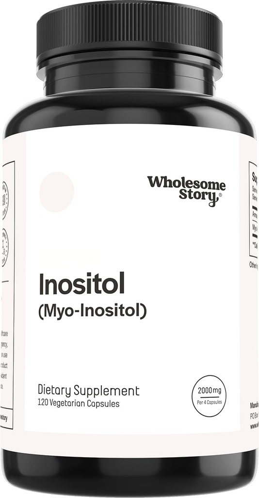 Wholesome Story Myo-Inositol Supplement | Inositol Powder Capsules | Myoinositol | 2000mg Per Serving | 500mg Per Capsule | Male and Female Fertility Supplement | Vitamin B8 | 120 Capsules