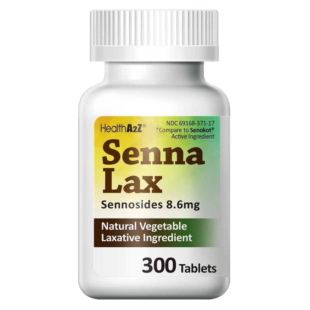 SağlıkA2Z® Senna Laxative | 300 Kont | Sennositler 8.6mg | Doğal Sebze | Laxative Malzemeler | Gece Yardımı | Bowel Hareketi | Constipation