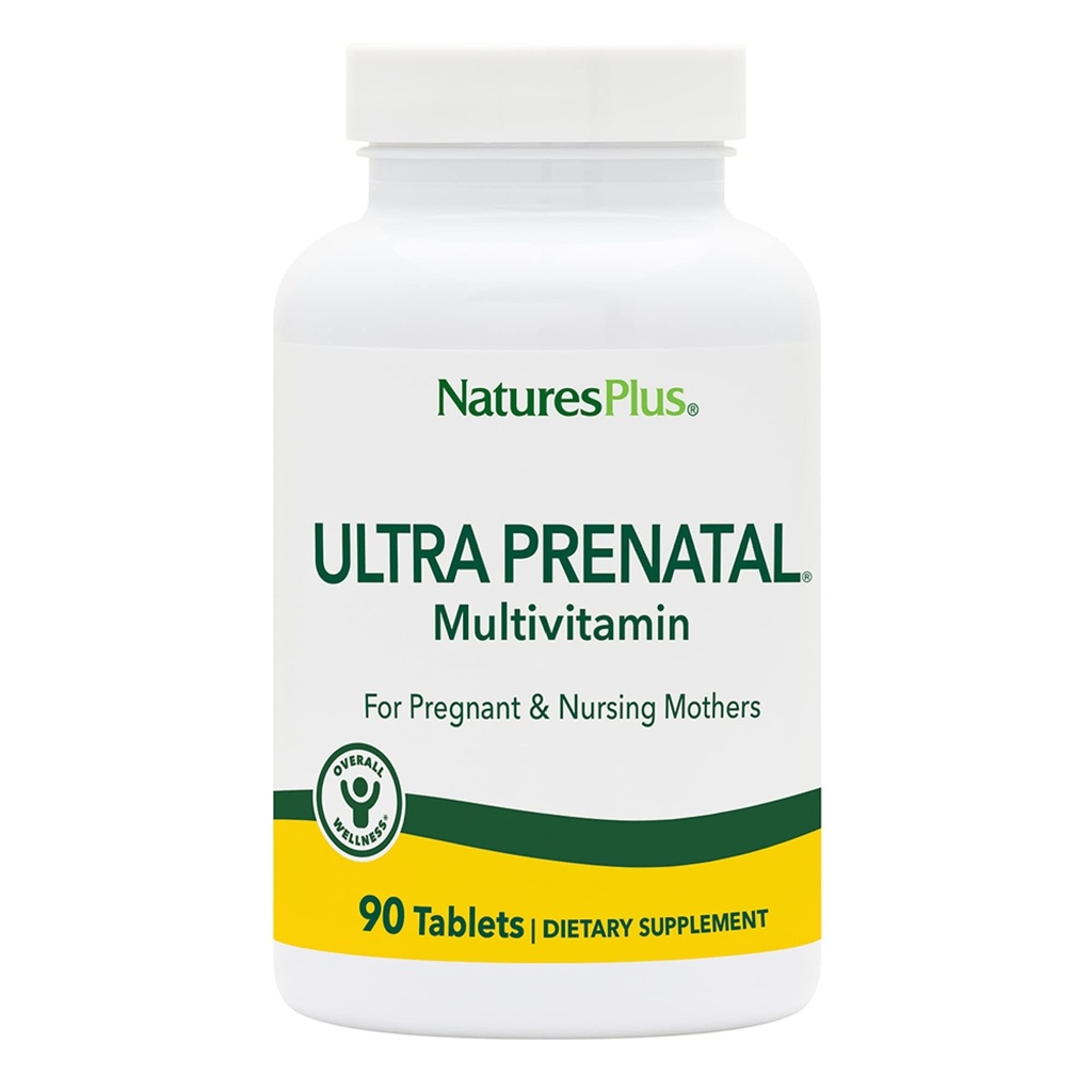 NaturesPlus Ultra Prenatal Multivitamin - 800 mcg Folate, 90 Vegetarian Tabletler - Demir ile Prenatal Supplement, Iodine, Food & B-Complex Vitaminler - Gluten-Free - 45 Hizmetler