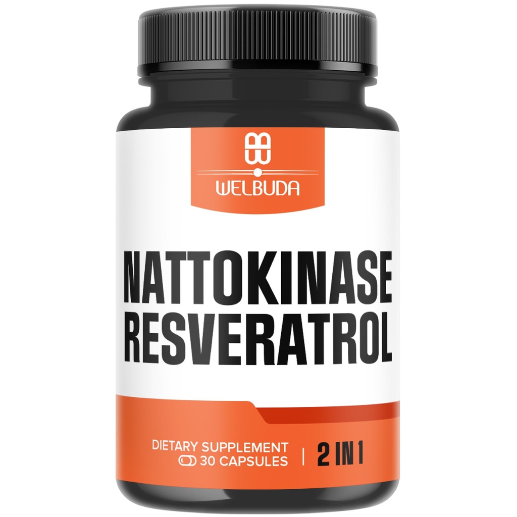 Nattokinase Supplement 3300 mg with Trans-Resveratrol - Immunity System, Sağlıklı Kalp ve Vücut Dengesi - 30 Hizmet