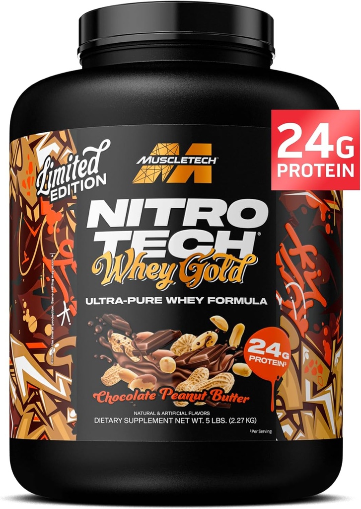 KasTech Whey Protein Tozu (Chocolate Peanut Butter, 5LB) - Lean Muscle & Fast Recovery için Parlak Saçlı Mix - 24g of Whey Gold protein for Women & Men - Gluten-Free
