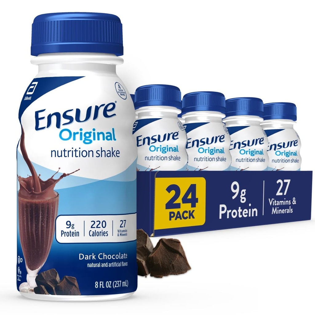 Orijinal Dark Chocolate Beslenme Shake | Küçük Meal Makyaj Shake | İçecek için Hazır | 9g protein, 27 Vitamin ve Mineraller | 8 fl oz - 24 Pack
