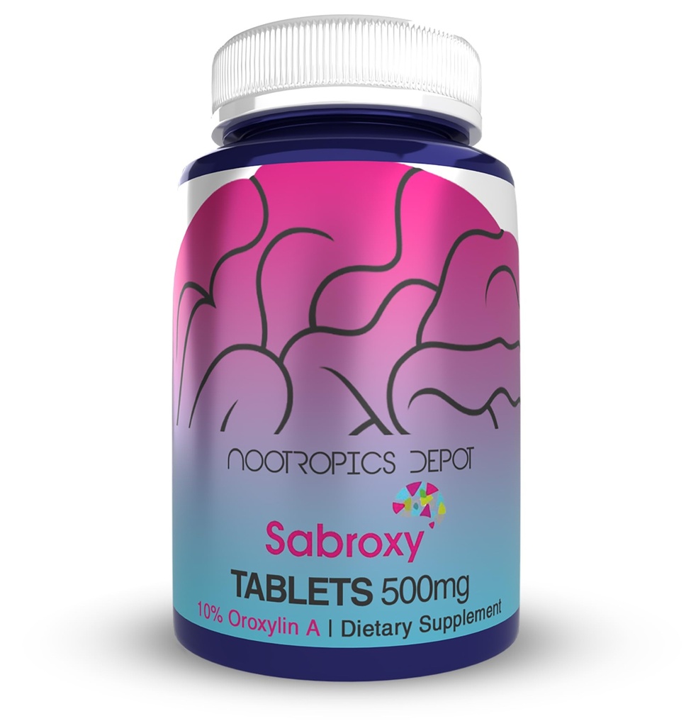 Nootropics Depot Sabroxy® Tabletler | 500 mg | 30 Count | Minimum% 10 Oroxylin-A | Oroxylum indicum | Can Support Focus & Motivasyon | Bilişsel İşlevlere Yardımcı Olabilir |