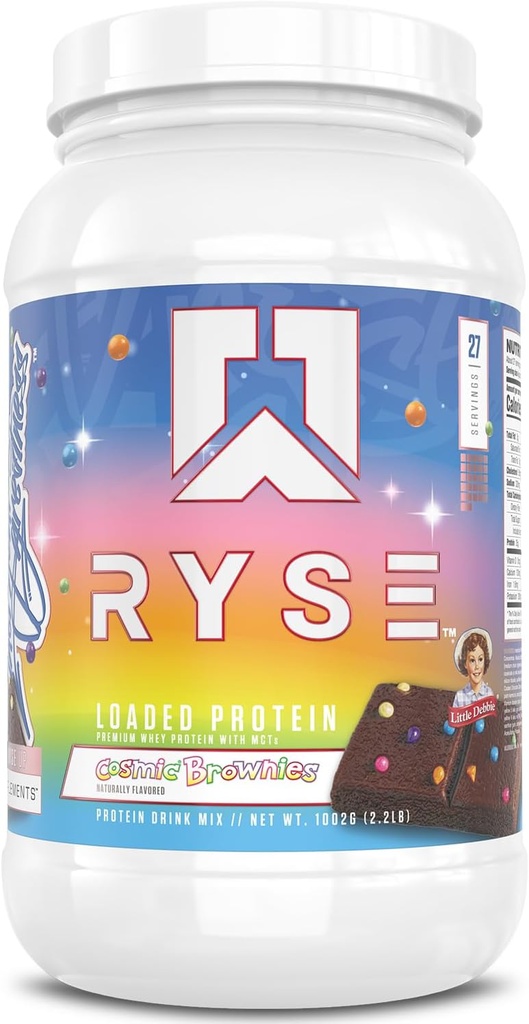 RYSE, Protein Tozu - Little Debbie Cosmic Brownie - 25g Whey Protein Isolate & Yoğun Fiber & MCTs - Low Carb, Low Sugar, Digestive-Friendly - 27 Hizmet / 2 lb Tuba