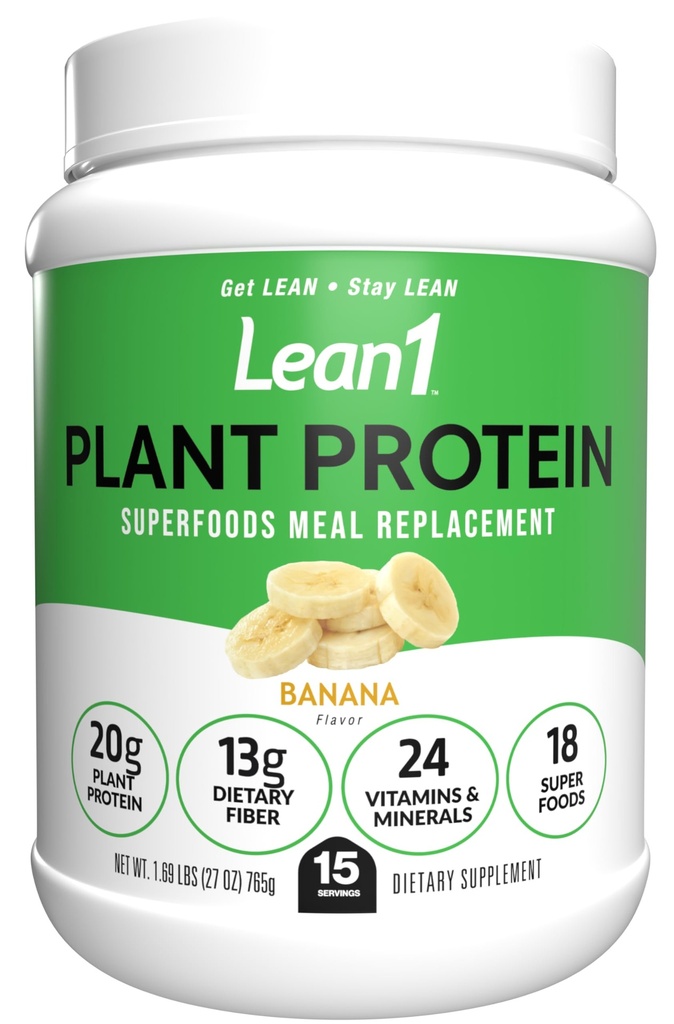 Lean1 Plant-Based Protein Toz, Mealchange, Banana Flavor, 15 Hizmete Alınır