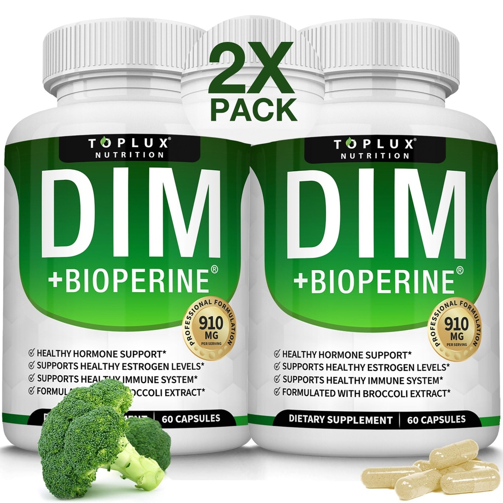 Dim Supplement 910 mg Plus BioPerine Kompleksi - Hormon Dengesini ve Estrogen Metabolism'i Desteklemek için Diindolylmethane, Menopause Acne Pluto Better Skin Body Building, for Men Women, 60 Capsules