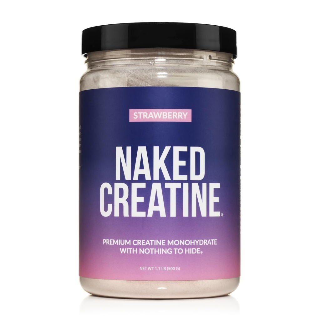 NAKED Tinatine - Strawberry Flavored Tinatine Monohidrat - Gerçek Strawberry Toz, Hiçbir Katkı, Kas Büyüme, Vegan, Non-GMO, Gluten Free, Soy Free - 45 Hizmetler