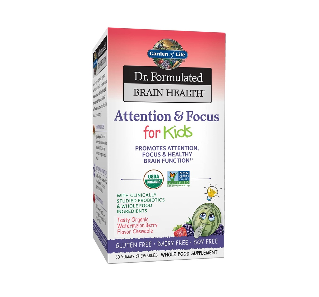 Life Dr. Formulaed Care and Focus for Kids, Supplement Sağlıklı Beyin Fonksiyonlarını Teşvik Ediyor, Organik Vahşi Blueberry, Pine Bark, Vitamin C, D ve Probiyotikler, 60 Sayı