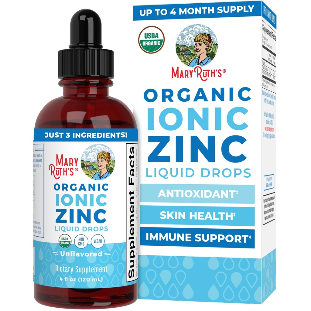 MaryRuth's Organic Liquid Zinc Supplement for Kids & Adults | Immune Support | Skin Health | Antioxidant | Cellular Metabolism | Zinc Sulfate | Vegan | Non-GMO | Sugar Free | Gluten Free | 4 oz