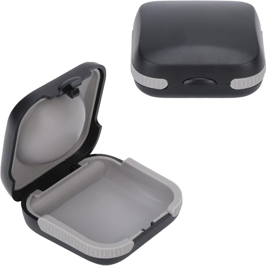 Seyahat işitme yardımları için koruyucu durum Hard Small Rooneyproof 2.16"*2.04"*0.39" 2 İşitme Yardımları için iç içe, ITE, RIC, CIC (Black)