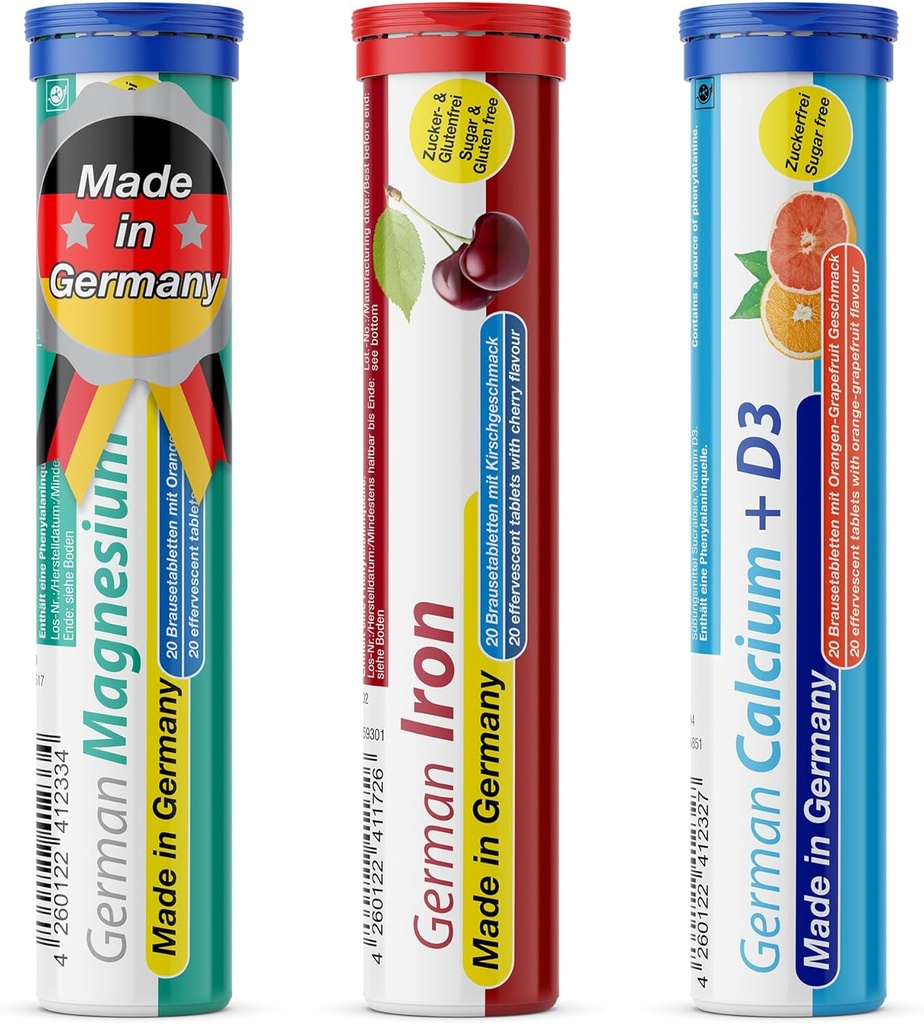 T&D Alman Mineral Plus Paket 60 Hizmet - Vegan, Zero Sugar - Drink Effervescent Tabletler - Demir, Kalsiyum, Magnezyum Pharma - Almanya'da Made in Germany