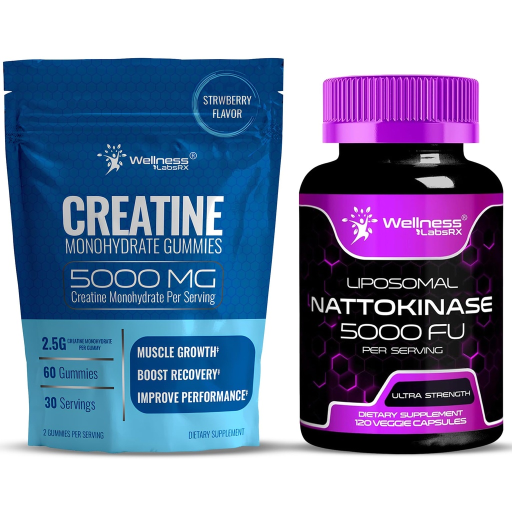 WELLNESS LABSRX Nattokinase Supplement Capsules 5000 FU Tina - Gummies 5000 mg