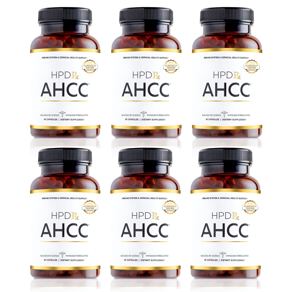 HPD Rx Premium AHCC & Shiitake Mushroom 1100 mg for Service Supplement, Natural Immunity Branson, Doğal Katil Hücre Aktivitesi | AHCC 30+ Çalışmalarda Provendir | 180-Day Supply, 6Pack