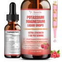 Potasyum Magnezyum Tamamı Sıvı Merdivenler - Yüksek Aborpsiyon Potasyum Ek Magnezyum, Kalsiyum, D3 K2, Vegan, Non-GMO Potasio Support Leg Cramps, Bone, Muscle - 2 Fl oz