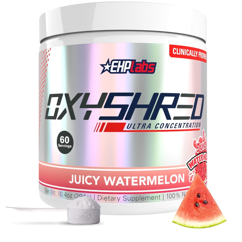 EHP Laboratuvarları OxyShred Pre Workout Toz - L Glutamine & Acetyl L Carnitine, Energy Boost Drink - Juicy Watermelon, 60 Hizmetler