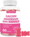 VC D3 &B6 &K2 ile Şeker Ücretsiz Kalsiyum Magnezyum Gummies, 300 mg Magnezyum Destek Bone & Muscle for Yetişkinler ve Gençler için 300 mg (60)