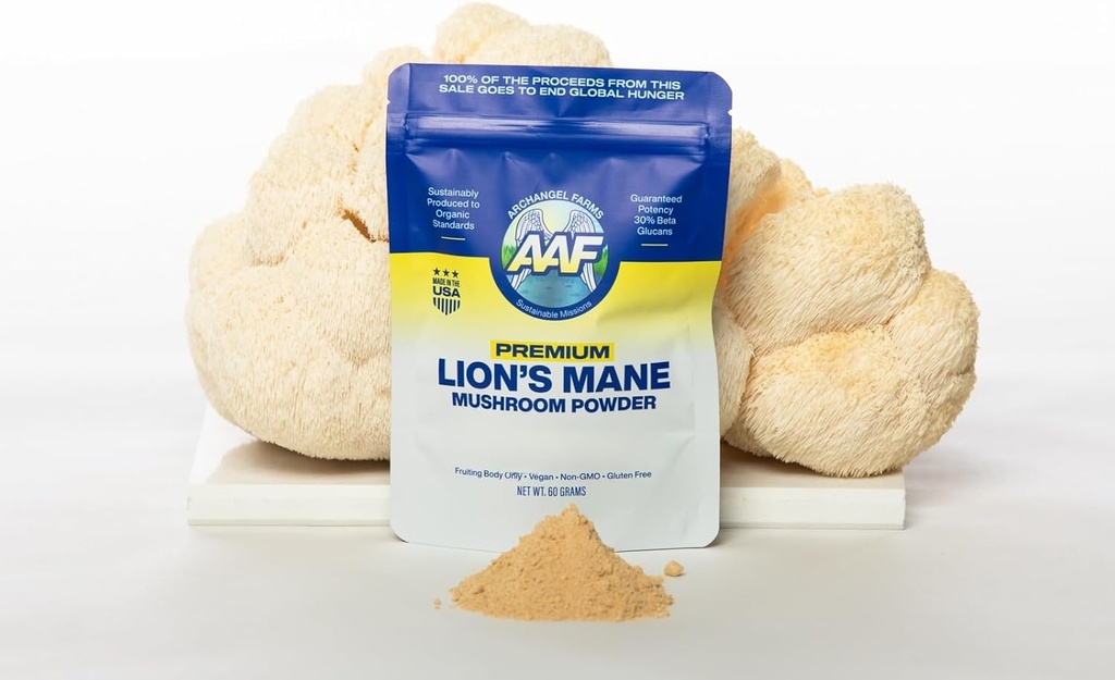 Lion's Mane Mushroom Toz, Memory ve Focus için Beyin Supplement, Gerçekleştirilmiş Beta-Glucan, Digestion & Immune Support Supplement, Organic & Non-GMO, 60g, 60-Day Supply