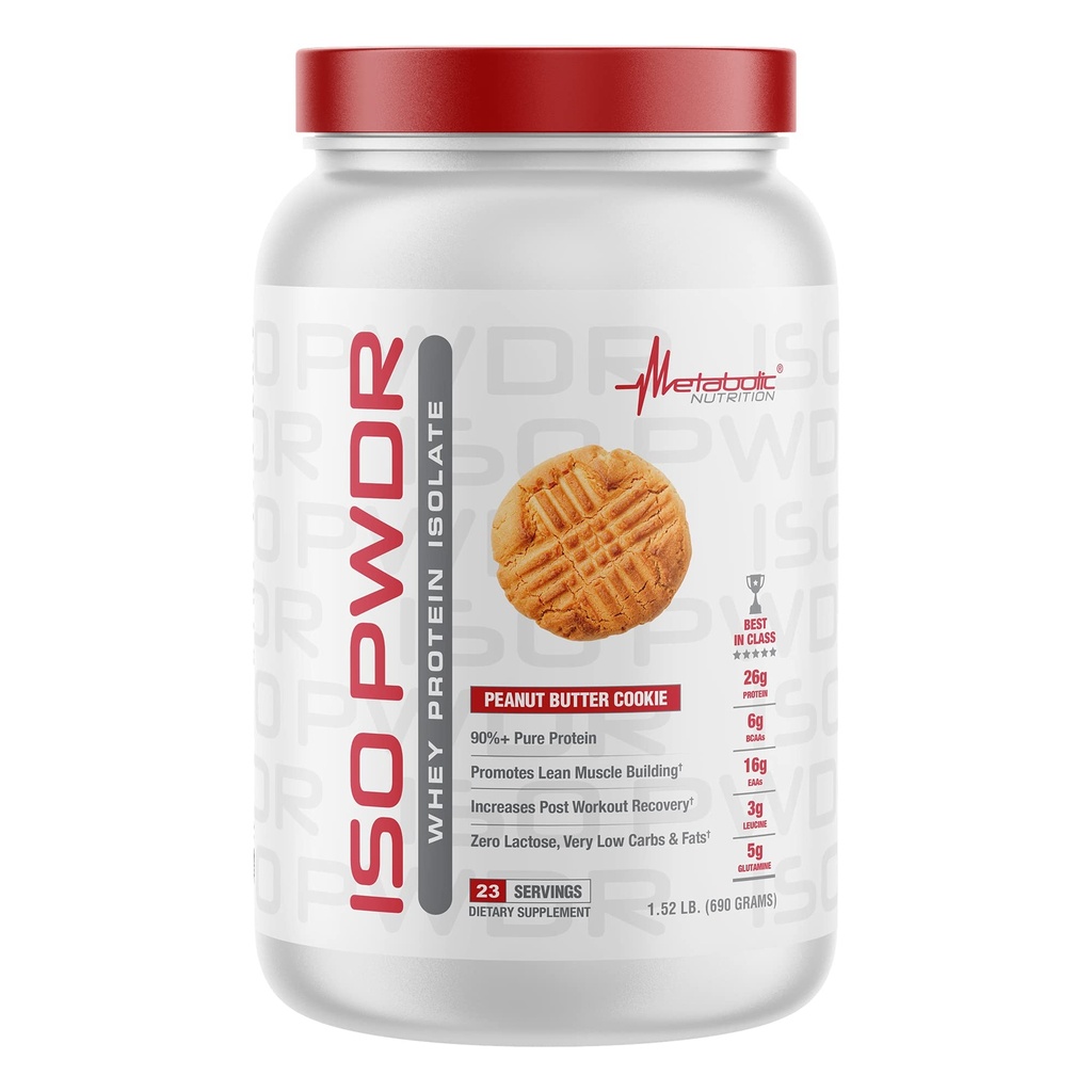 Metabolik Beslenme Whey proteini ISO PWDR Peanut Butter Cookie, 1.54lb, 23 Hizmet, 26g Protein, Hızlı Digesting, Zero Carbs, Delicious Flavor, Very Low Carbs & Fat, Zero Lactose