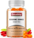 Ceylon Cinnamon Supplement ile Berberine Gummies, Organik Berberine HCL 1200 mg Yetişkinler için, Immune System Support, Sugar Free, GMO Free, Gluten Free, 60 Gummies