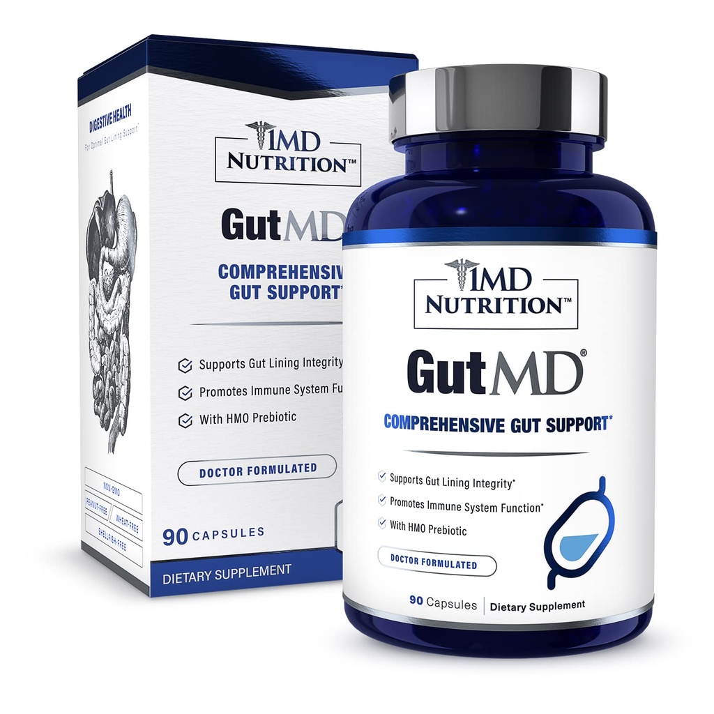 1MD Beslenme GutMD - L-Glutamine Capsules W / Prebiyotik for Gut Health - L Glutamine Supplement - Supports Health Digestive Tract Integrity - 90 Capsules