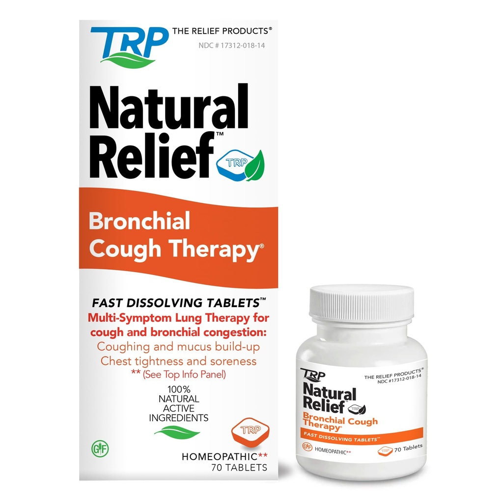 The Relief Products Bronchial Cough Therapy Hızlı Dağıtım Tabletleri - %100 Doğal Aktif Malzemeler - 70 Kont
