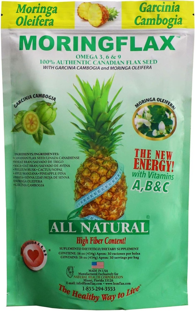 Bag Formula 100 Doğal Kanada Flax Tohumu Garcinia Cambogia ve Moringa Oleifera Bag, Tan, 16 Ounce
