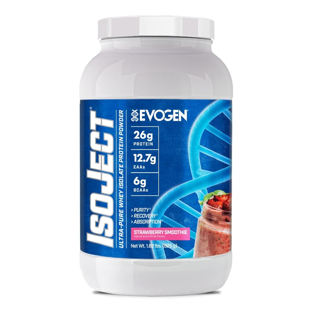 Evogen Isoject - Whey proteini | Ultra-Pure Whey Protein Toz Ignitor Enzymes, BCAAs ve EAAs | Gelişmiş Abhidrasyon & Recovery | Strawberry Smoothie | 25 Servisler