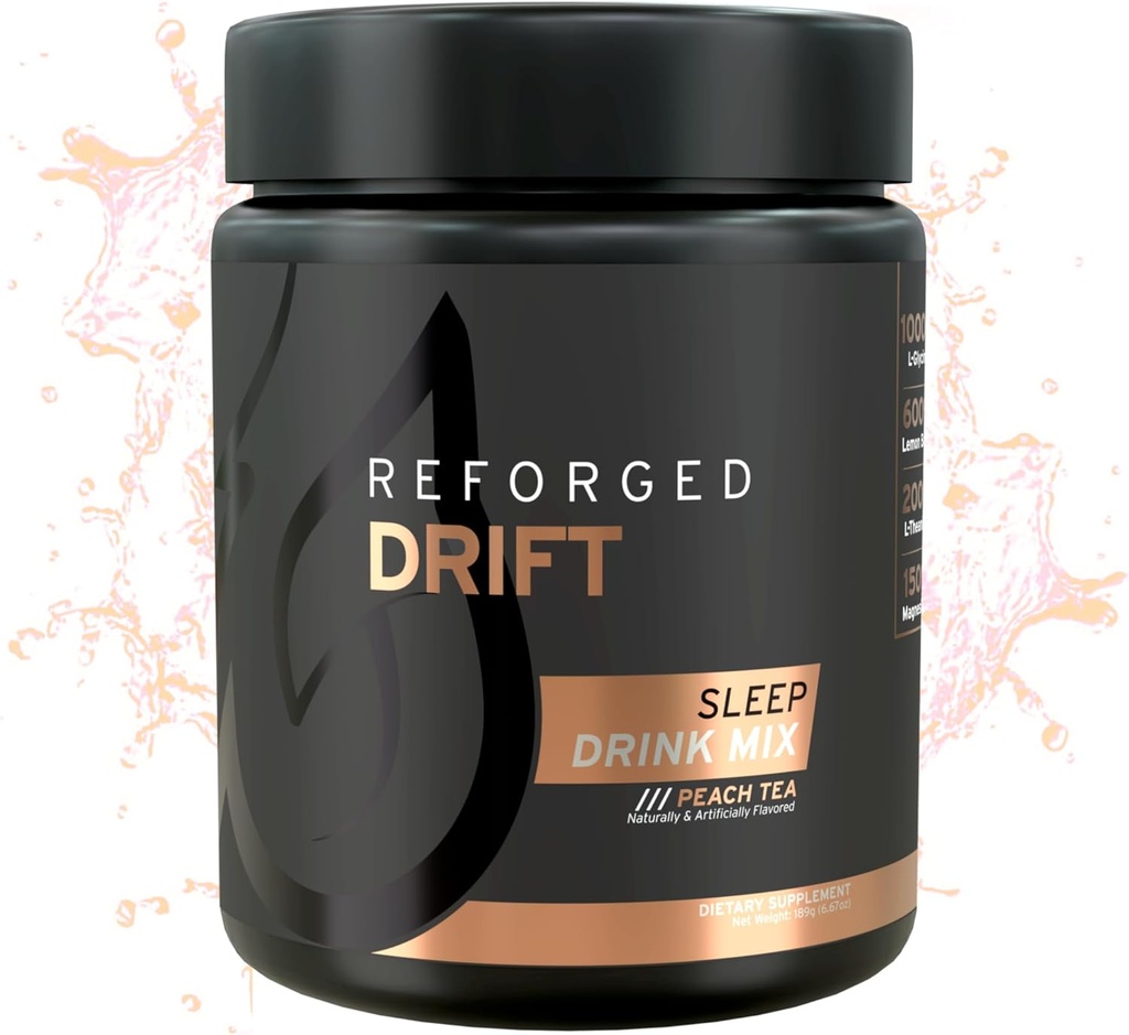Drift Sleep Drink Mix - Calm Toz Uyku Yardım Tamamı - Melatonin Uyku Toz Tamamı Magnezyum, Limon Balm, L-Theanine, L-Glycine - Peach Tea, 30 Servisler