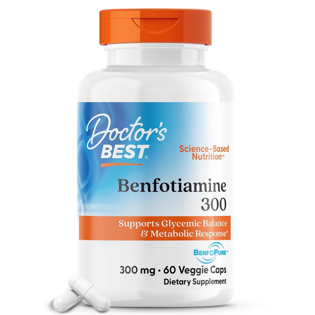 Doktor'un En İyi Benfotimin 300 BenfoPure ile, Sağlıklı Glucose Metabolism, Non-GMO, Vegan, Gluten Free, Soy Free, 300 mg, 60 Veggie Caps