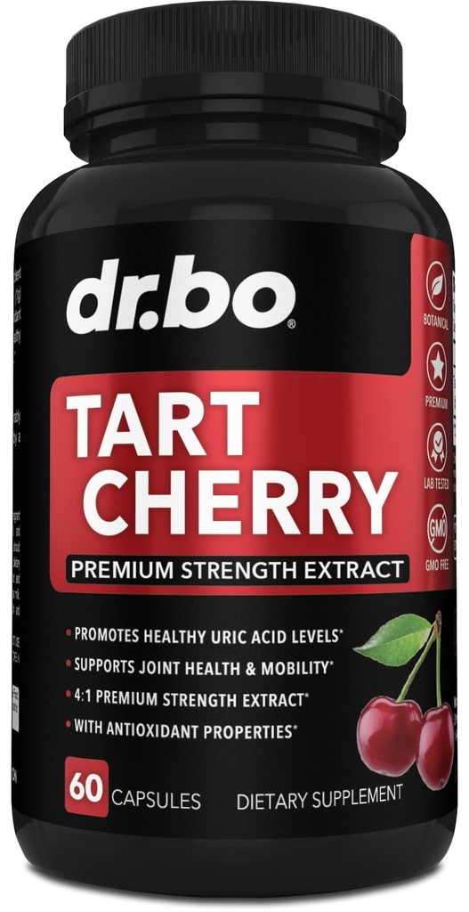 Tart Cherry Extract Capsules Supplement - Purge Uric Acid Flushed Antioksi Pills for Rest Support - Tart Cherry Capsules Anthocyanin Supplements Ultra Pure Cherries Vitamins Yoğun Pill