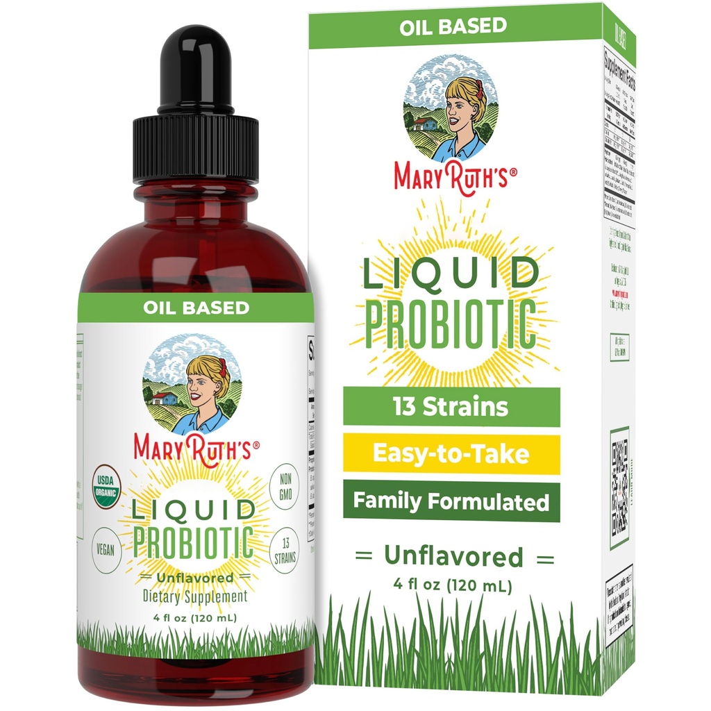 MARYRUTH'S Organics Liquid Probiyotik for Ages 4+ | 2 Milyar CFU | 13 Probiyotik Strains | Gut Health & Digestive Support | Gas & Bloating Support | Vegan | Gluten Free | Travel-Friendly | 40 Hizmet