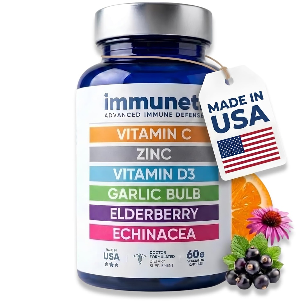 Immuneti - Gelişmiş Immune Defense, 6-in-1 Vitamin C, Vitamin D3, çinko, Yaşlılar, Bulb Bulb, Echinacea - Destekler Genel Sağlık, Vital Nutrients & Antioksis