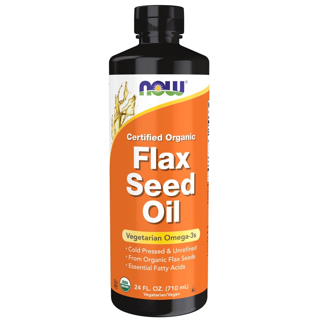 Şimdi Gıdalar Tamamlar, sertifikalı Organik Flax Tohum Yağı Sıvı, Soğuk-Basın ve Unrefined, 24Ounce